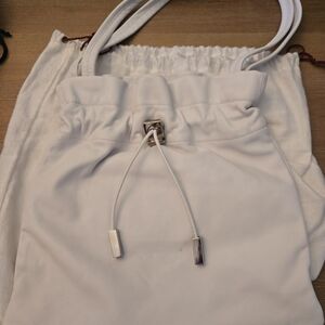 Authentic Salvatore Ferragamo White Leather Tote Handbag